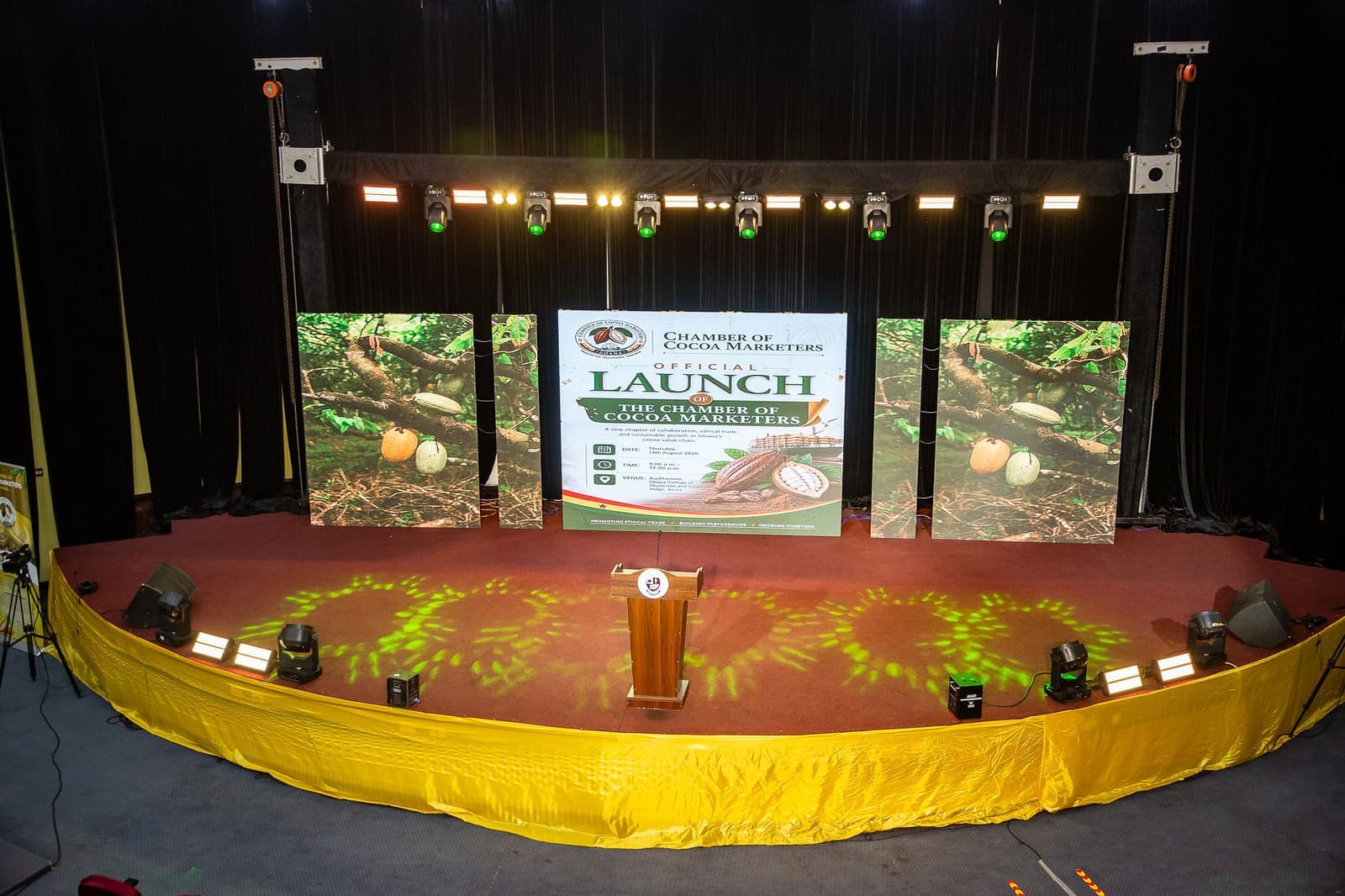 The auditorium set for the launch