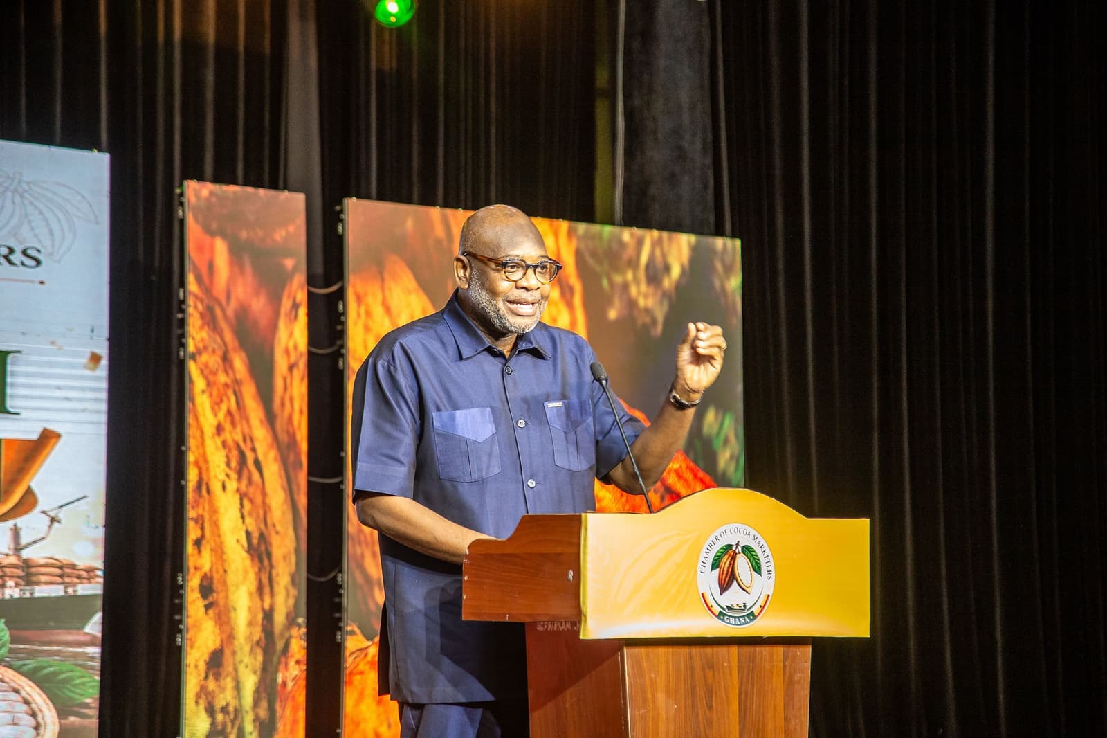 The Chief Executive of the Ghana Cocoa Board (COCOBOD) addresses the launch
