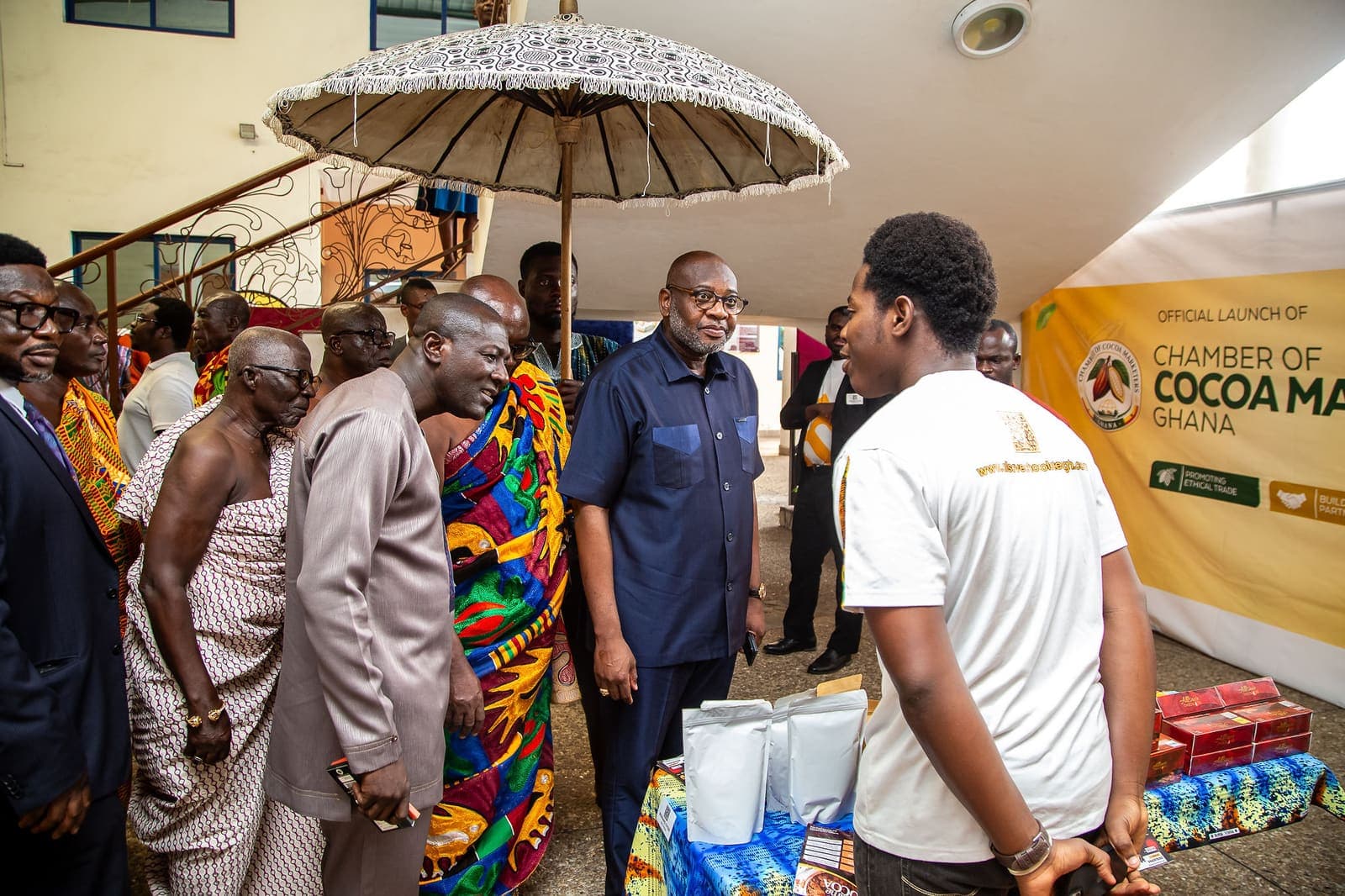 Finished Ghanaian cocoa products displayed by member companies at the Chamber's launch exhibition